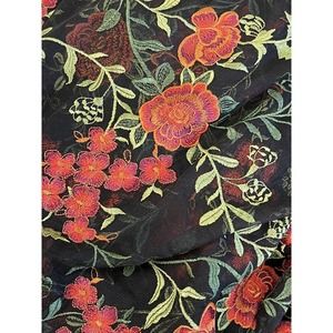 6.5 YDS Floral Embroidered Sheer Mesh Fabric Black 58” Wide One Piece